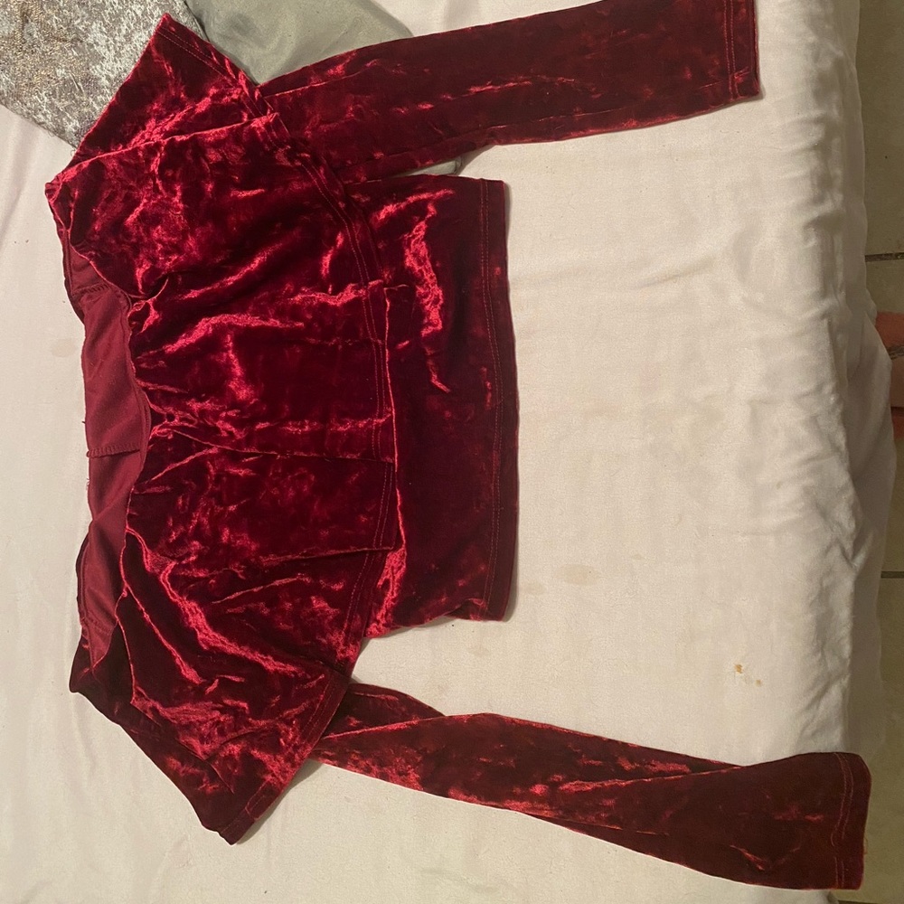 Red velvet crop top.